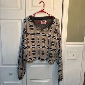 Vintage Aztec Cropped Henley